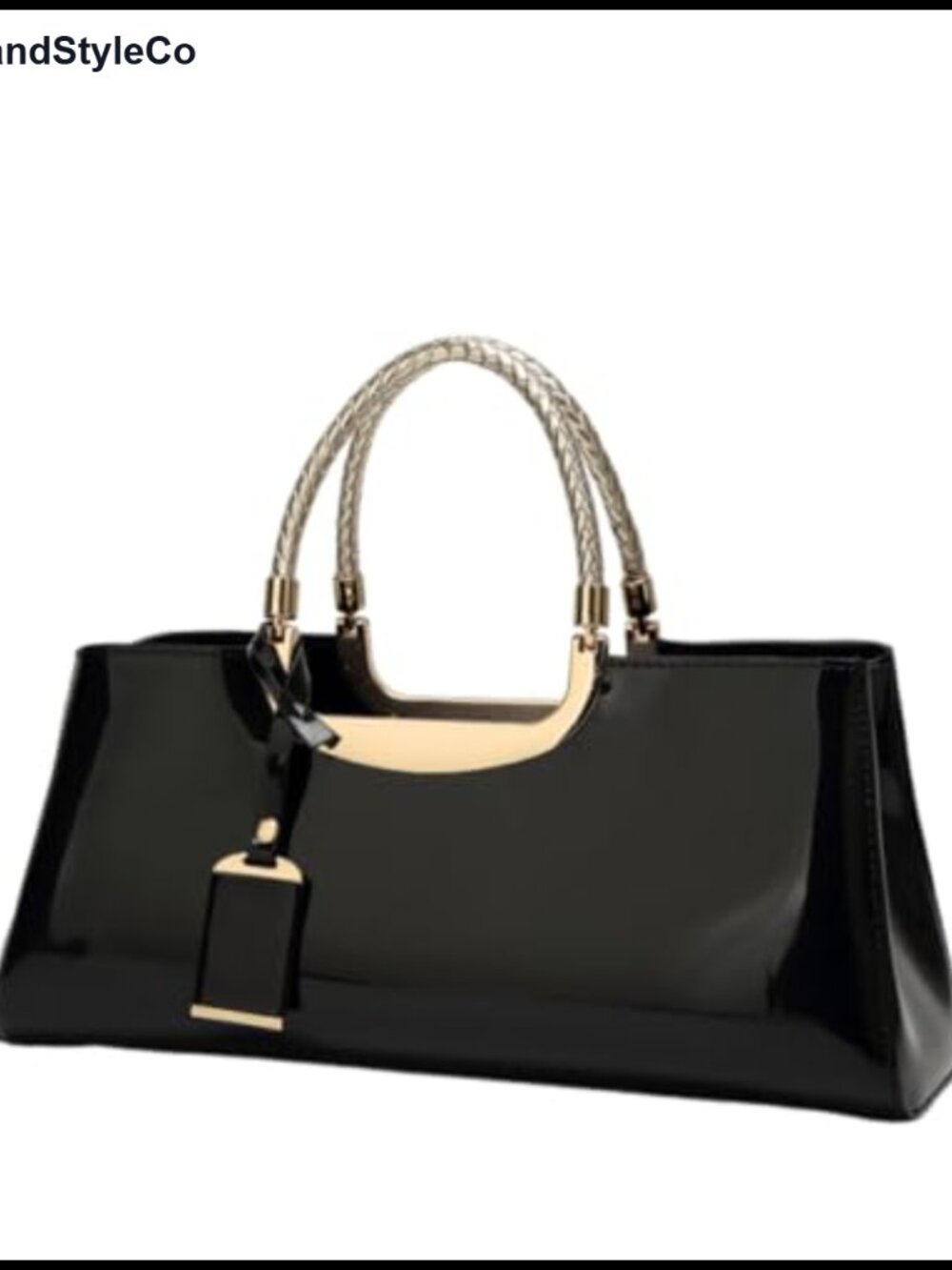 Glossy Patent PU Leather Tote Crossbody Satchel Braided Top Handle Purse